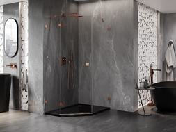 Mexen Lunar kabina prysznicowa pięciokątna uchylna lewa 80 x 90 cm, transparent, różowe złoto - 831-080L-090P-60-00-L