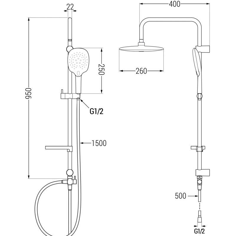 Mexen X22 kolumna prysznicowa, chrom - 798222291-00