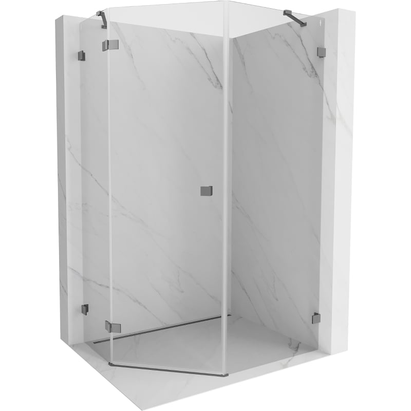 Mexen Lunar kabina prysznicowa pięciokątna uchylna lewa 80 x 90 cm, transparent, gun metal - 831-080L-090P-95-00-L