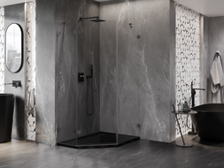 Mexen Lunar kabina prysznicowa pięciokątna uchylna lewa 90 x 100 cm, transparent, gun metal - 831-090L-100P-95-00-L