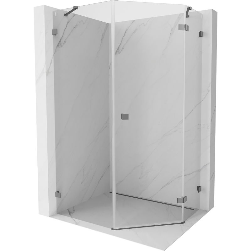 Mexen Lunar kabina prysznicowa pięciokątna uchylna prawa 80 x 90 cm, transparent, gun metal - 831-080P-090L-95-00-P