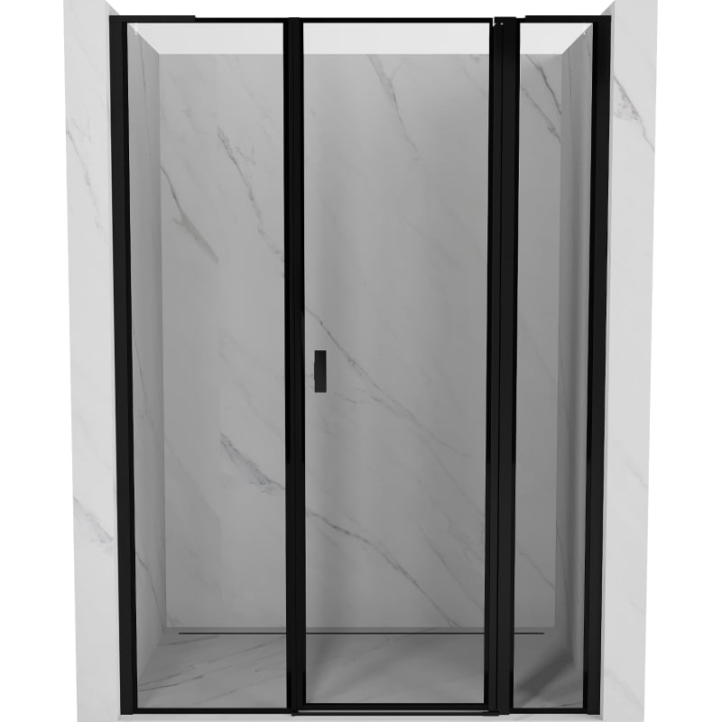 Mexen Mist L drzwi prysznicowe uchylne prawe 145 cm, czarna ramka, czarne - 8A4L-145-001-70-70-P