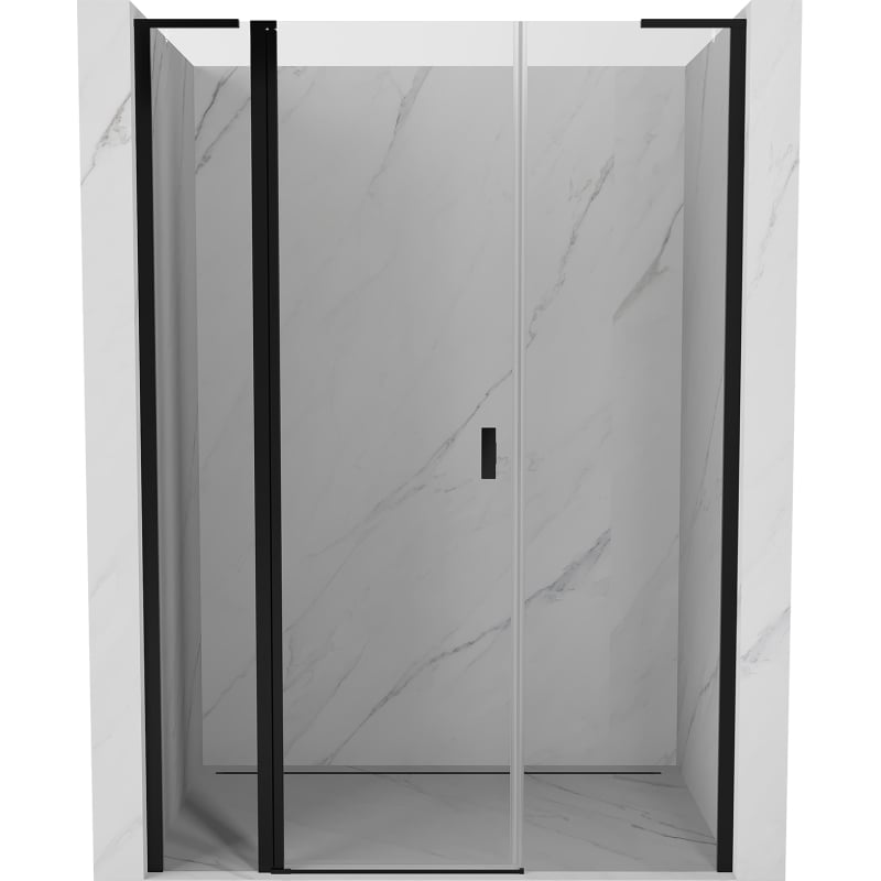 Mexen Mist L drzwi prysznicowe uchylne 145 cm, transparent, czarne - 8A4L-145-001-70-00
