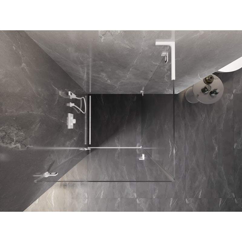 Mexen Lunar-B L kabina prysznicowa uchylna lewa 100 x 100 cm, transparent, biała - 832L-100-100-20-00-L