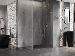 Mexen Lunar-B kabina prysznicowa uchylna prawa 100 x 80 cm, transparent, złota - 832-100-080-50-00-P