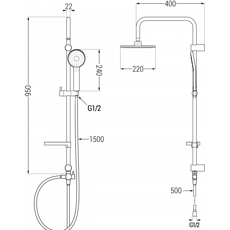 Mexen X40 kolumna prysznicowa, grafit - 7984040091-66
