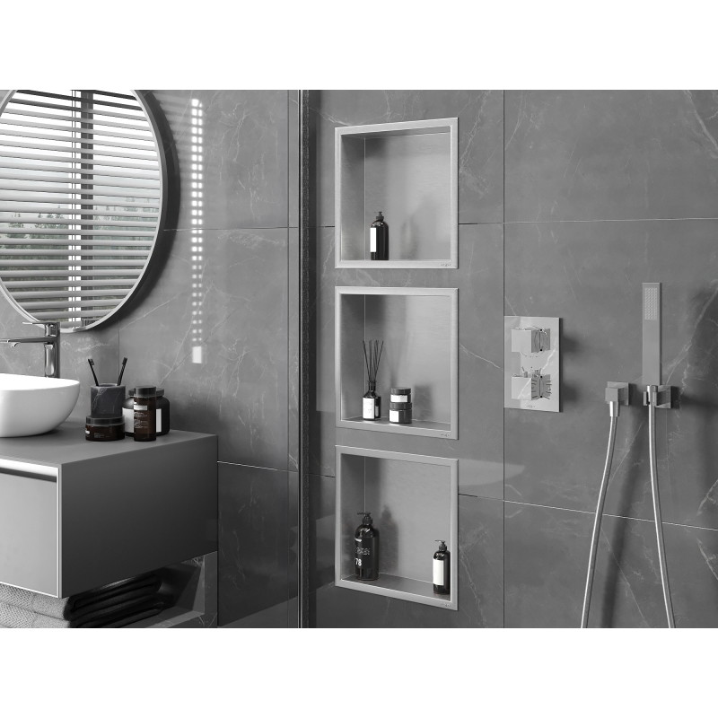 Mexen X-Wall-R półka wnękowa z kołnierzem 30 x 30 cm, inox - 1910303010