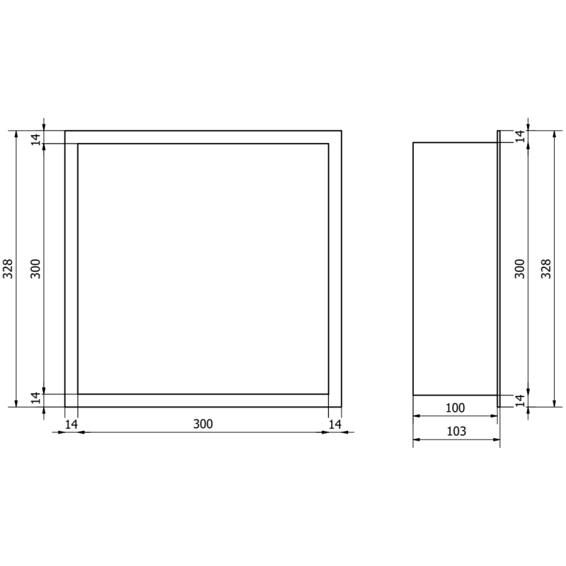 Mexen X-Wall-R półka wnękowa z kołnierzem 30 x 30 cm, biała - 1920303010