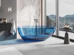 Mexen Glass denim wanna wolnostojąca transparentna 170 x 85 cm, korek chrom - 58061708507