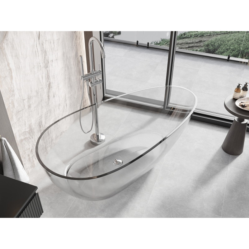 Mexen Glass wanna wolnostojąca transparentna 170 x 85 cm, clear, korek chrom - 58061708508