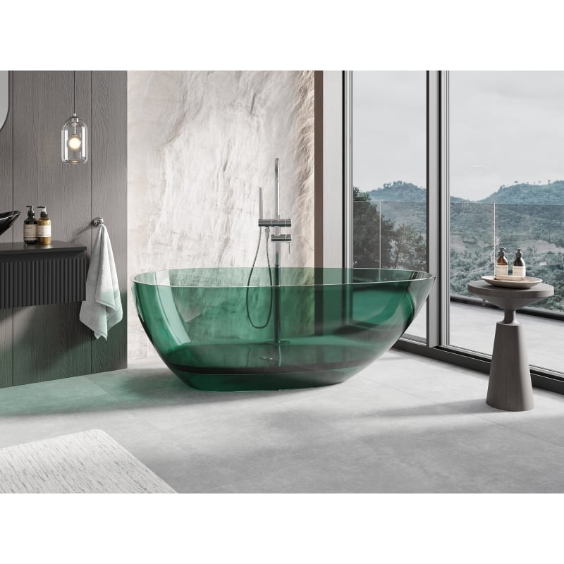 Mexen Glass teal wanna wolnostojąca transparentna 170 x 85 cm, korek chrom - 58061708511