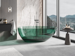 Mexen Glass teal wanna wolnostojąca transparentna 170 x 85 cm, korek chrom - 58061708511