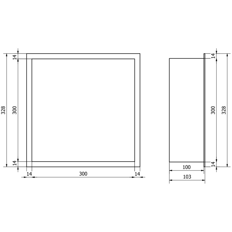 Mexen X-Wall-R półka wnękowa z kołnierzem 30 x 30 cm, czarna - 1970303010