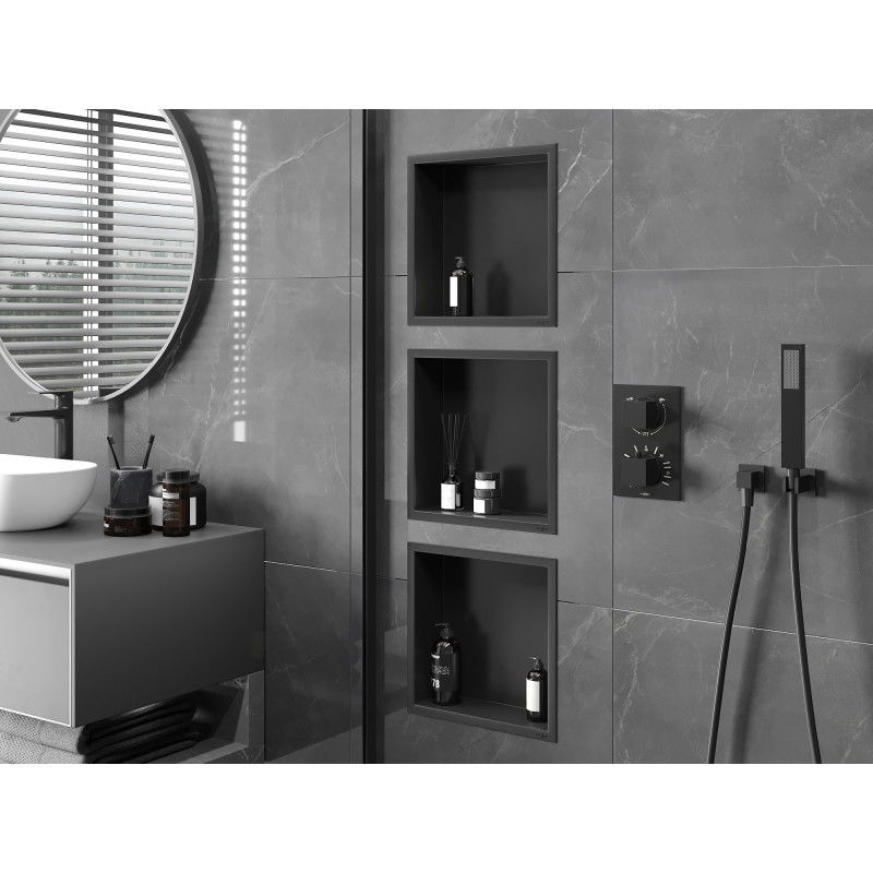 Mexen X-Wall-R półka wnękowa z kołnierzem 30 x 30 cm, czarna - 1970303010