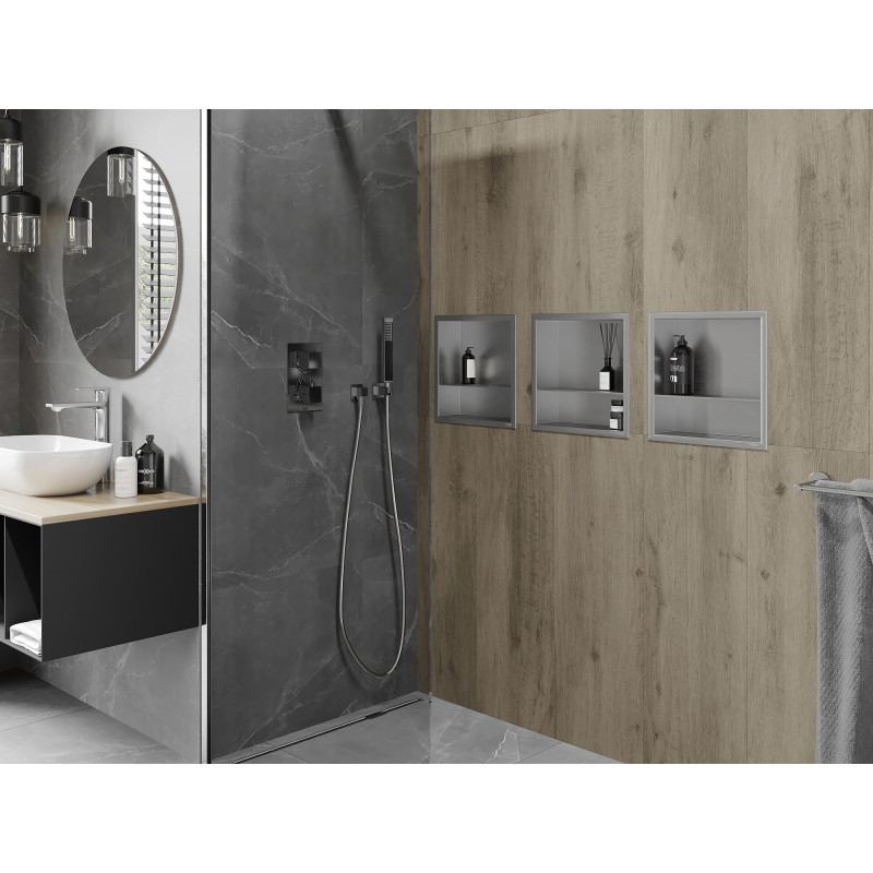 Mexen X-Wall-R półka wnękowa z kołnierzem i półką 30 x 30 cm, inox - 1910303010S
