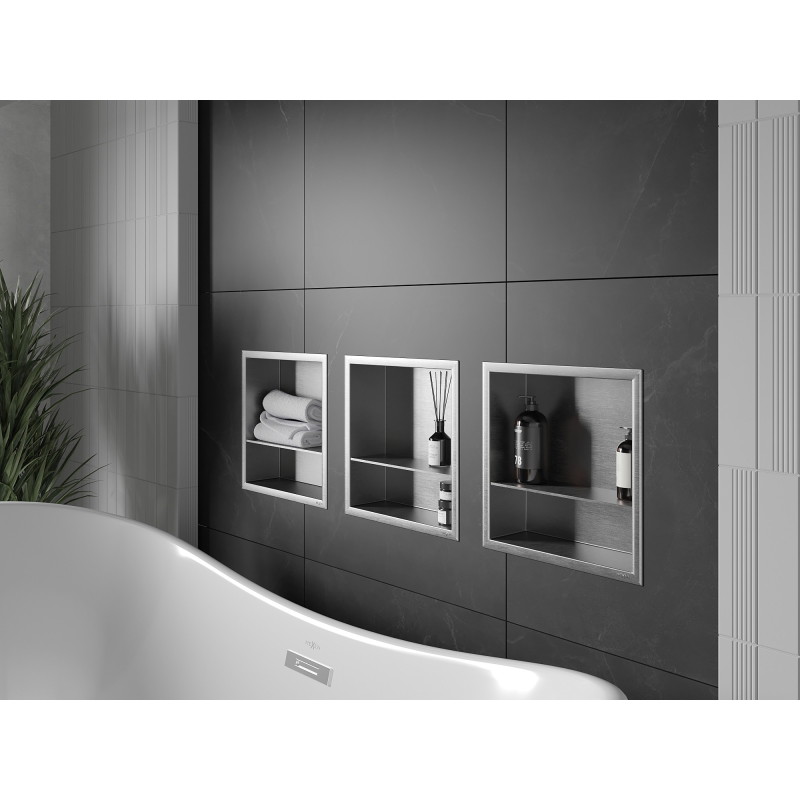 Mexen X-Wall-R półka wnękowa z kołnierzem i półką 30 x 30 cm, inox - 1910303010S