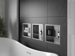 Mexen X-Wall-R półka wnękowa z kołnierzem i półką 30 x 30 cm, inox - 1910303010S