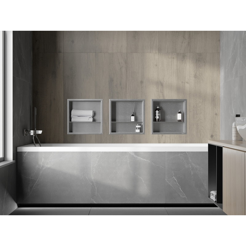 Mexen X-Wall-R półka wnękowa z kołnierzem i półką 30 x 30 cm, inox - 1910303010S