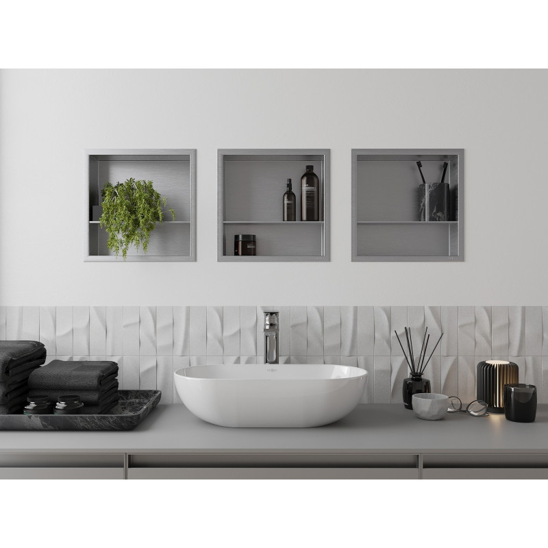 Mexen X-Wall-R półka wnękowa z kołnierzem i półką 30 x 30 cm, inox - 1910303010S
