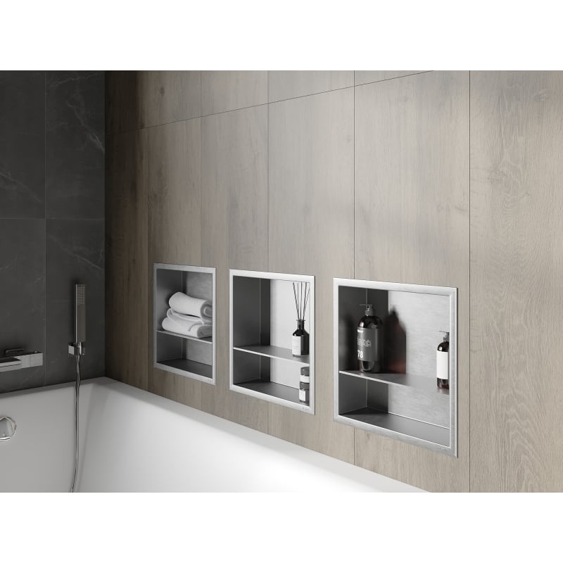 Mexen X-Wall-R półka wnękowa z kołnierzem i półką 30 x 30 cm, inox - 1910303010S