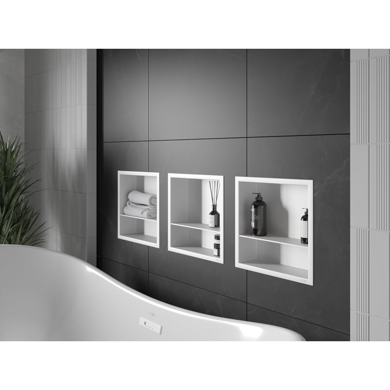 Mexen X-Wall-R półka wnękowa z kołnierzem i półką 30 x 30 cm, biała - 1920303010S