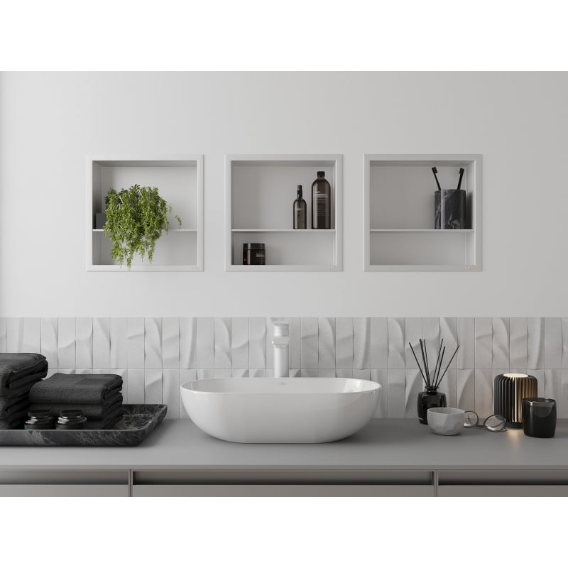 Mexen X-Wall-R półka wnękowa z kołnierzem i półką 30 x 30 cm, biała - 1920303010S