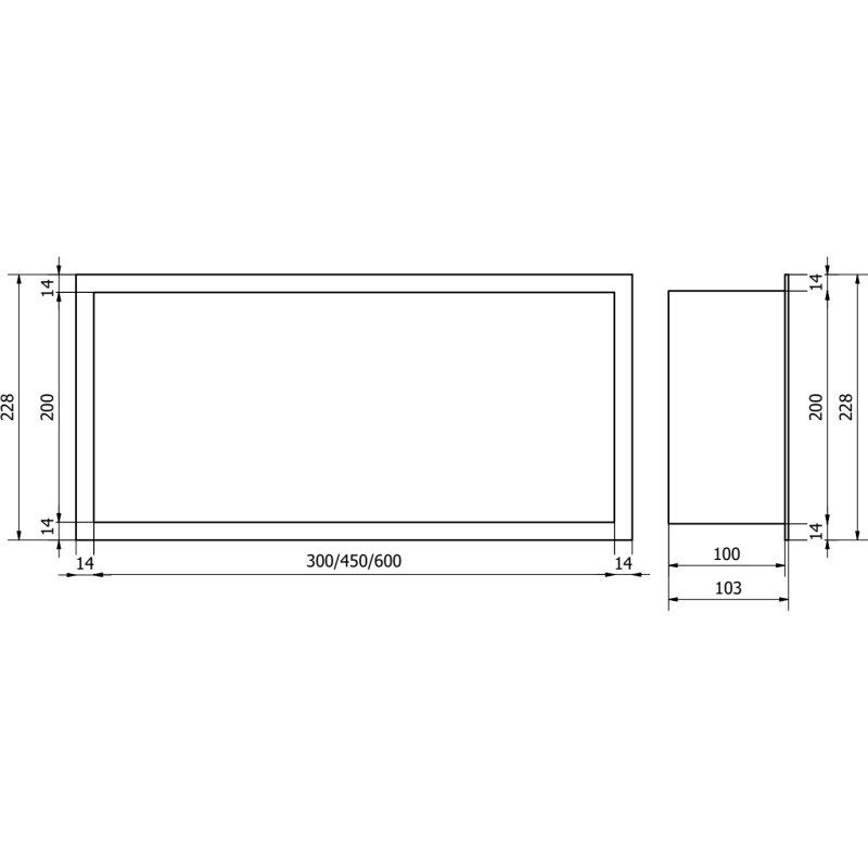 Mexen X-Wall-R półka wnękowa z kołnierzem 45 x 20 cm, inox - 1910452010