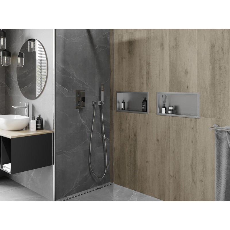Mexen X-Wall-R półka wnękowa z kołnierzem 45 x 20 cm, inox - 1910452010