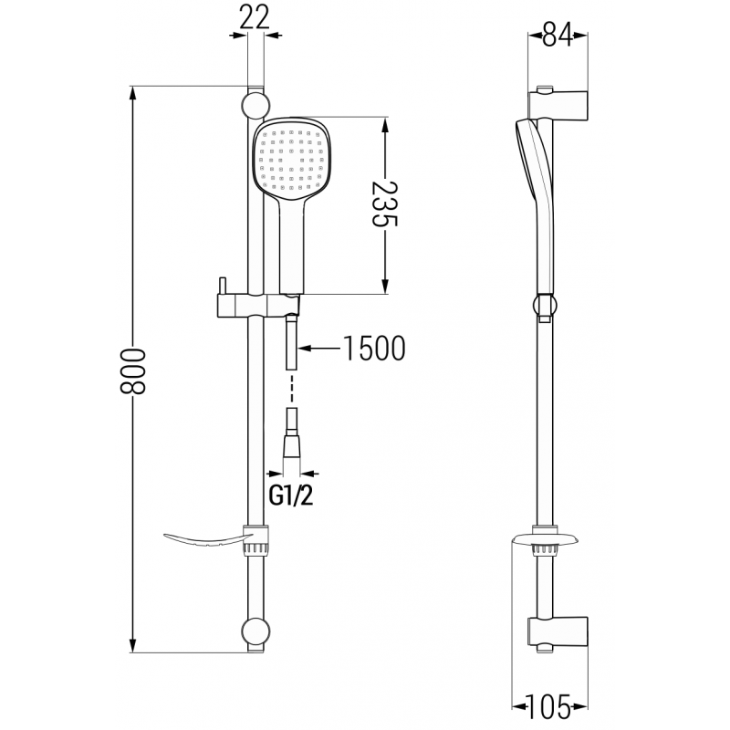 Mexen DF33 zestaw prysznicowy suwany, chrom - 785334582-00