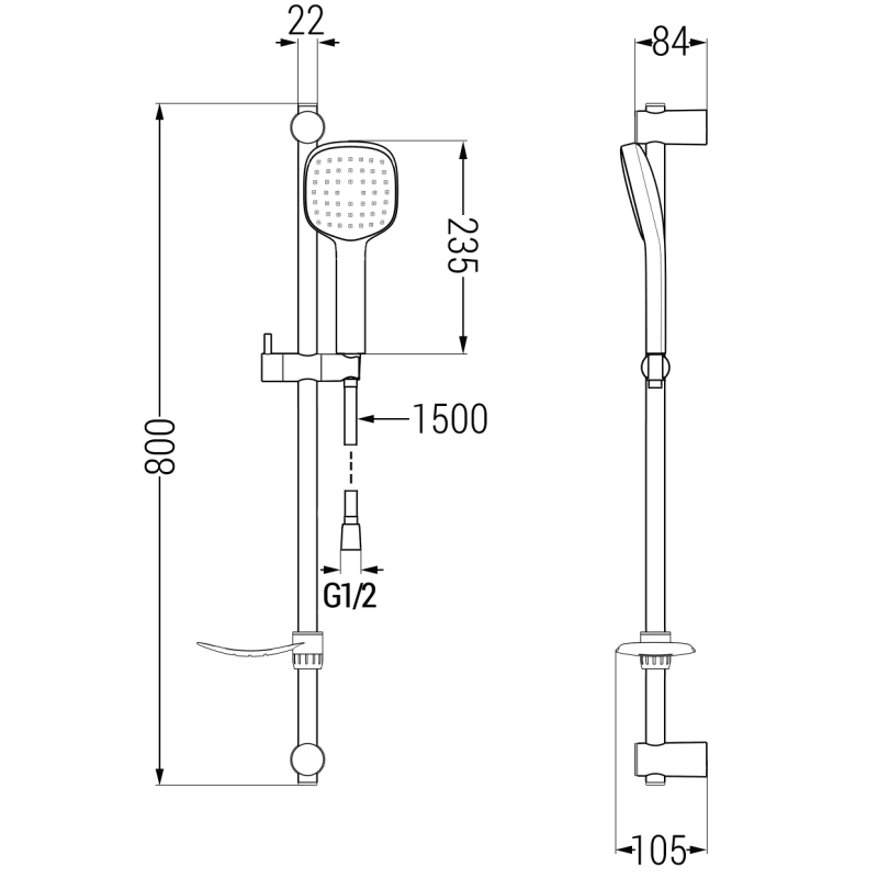 Mexen DF33 zestaw prysznicowy suwany, chrom - 785334582-02