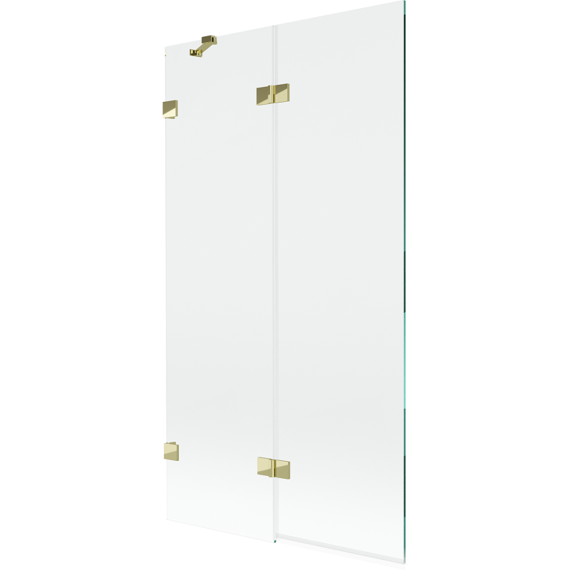 Mexen Lunar parawan nawannowy 2-skrzydłowy lewy 100 x 150 cm, transparent, złoty - 897-100-100-50-00-L