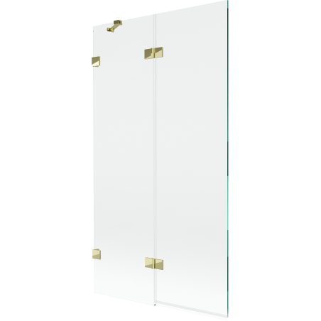 Mexen Lunar parawan nawannowy 2-skrzydłowy lewy 100 x 150 cm, transparent, złoty - 897-100-100-50-00-L