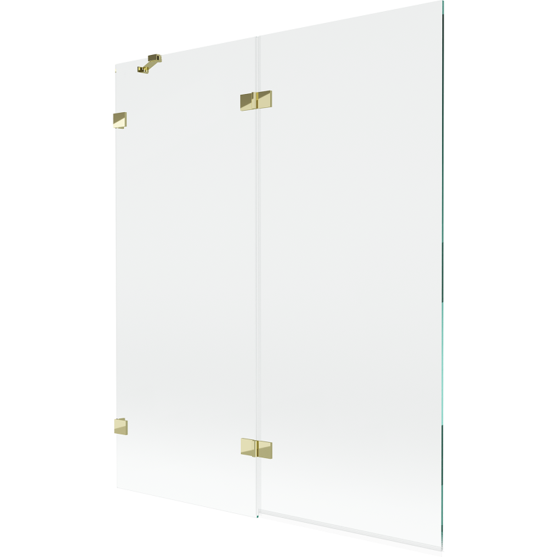 Mexen Lunar parawan nawannowy 2-skrzydłowy lewy 140 x 150 cm, transparent, złoty - 897-140-100-50-00-L