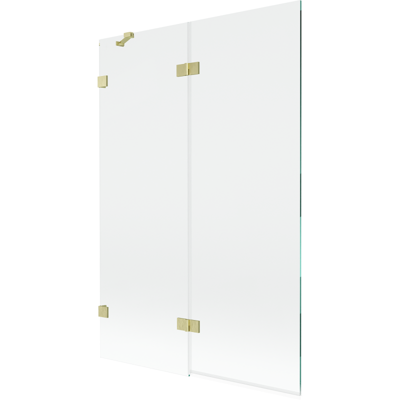 Mexen Lunar parawan nawannowy 2-skrzydłowy lewy 120 x 150 cm, transparent, złoty szczotkowany - 897-120-100-55-00-L