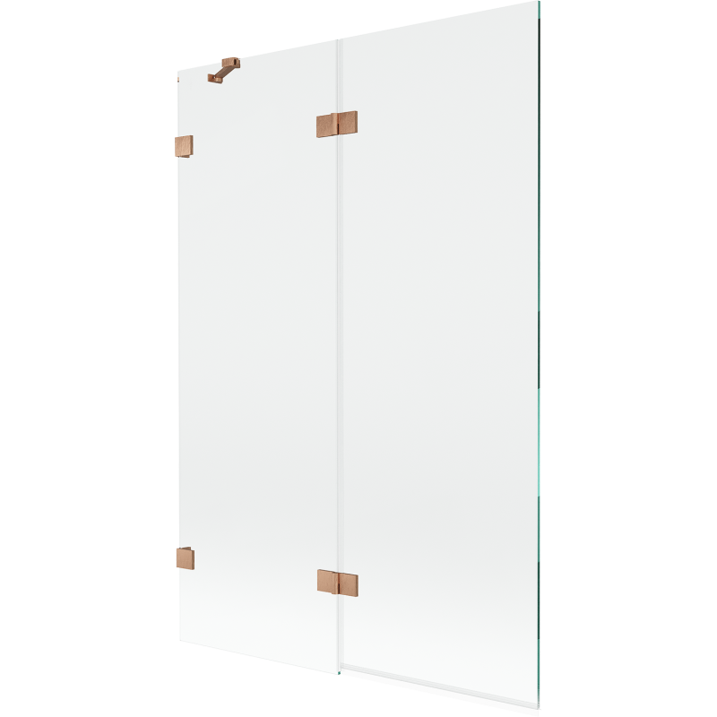 Mexen Lunar parawan nawannowy 2-skrzydłowy lewy 120 x 150 cm, transparent, miedź szczotkowana - 897-120-100-65-00-L