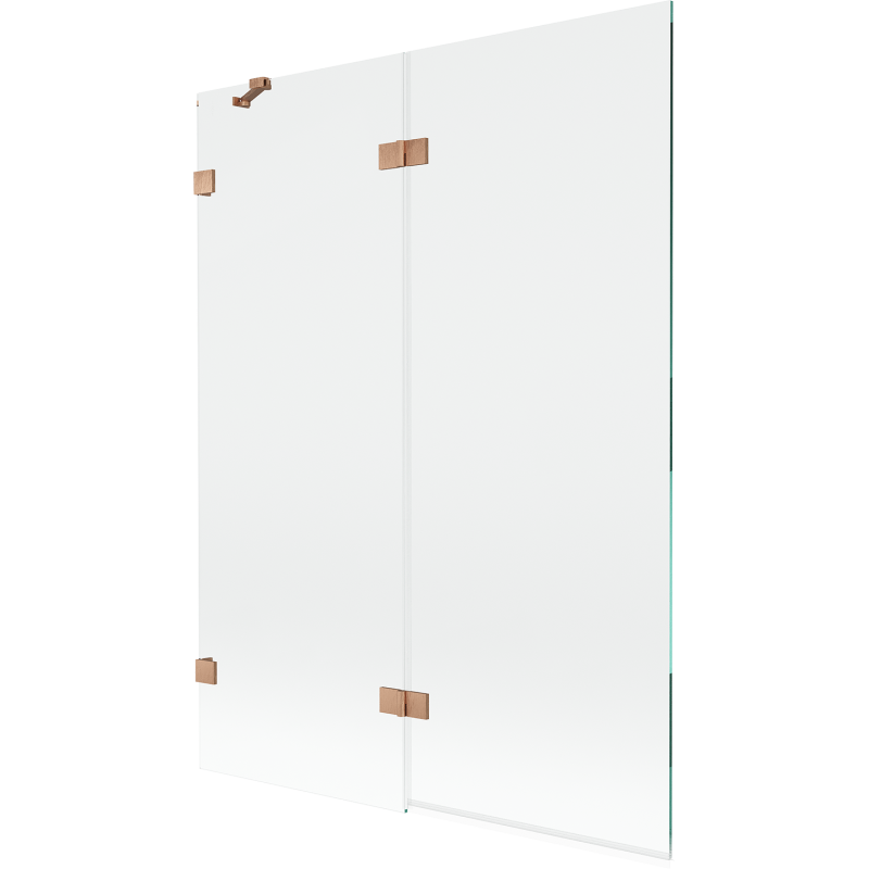 Mexen Lunar parawan nawannowy 2-skrzydłowy lewy 130 x 150 cm, transparent, miedź szczotkowana - 897-130-100-65-00-L