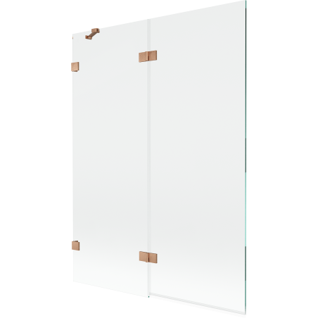 Mexen Lunar parawan nawannowy 2-skrzydłowy lewy 130 x 150 cm, transparent, miedź szczotkowana - 897-130-100-65-00-L