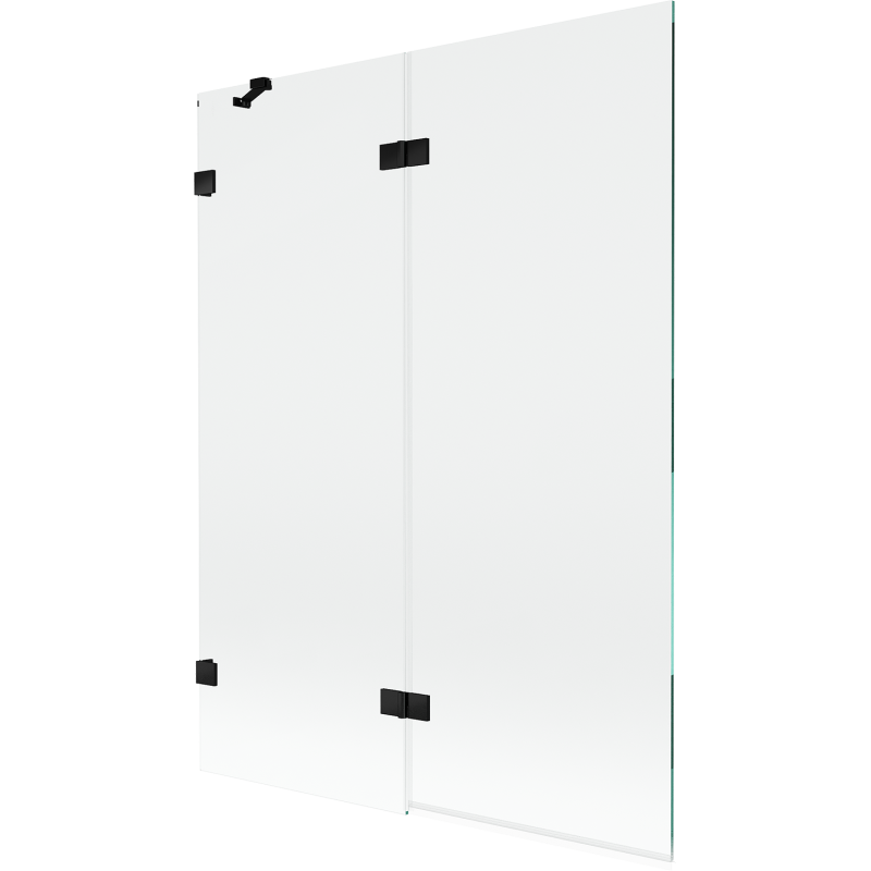 Mexen Lunar parawan nawannowy 2-skrzydłowy lewy 130 x 150 cm, transparent, czarny - 897-130-100-70-00-L