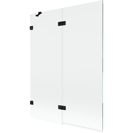 Mexen Lunar parawan nawannowy 2-skrzydłowy lewy 130 x 150 cm, transparent, czarny - 897-130-100-70-00-L