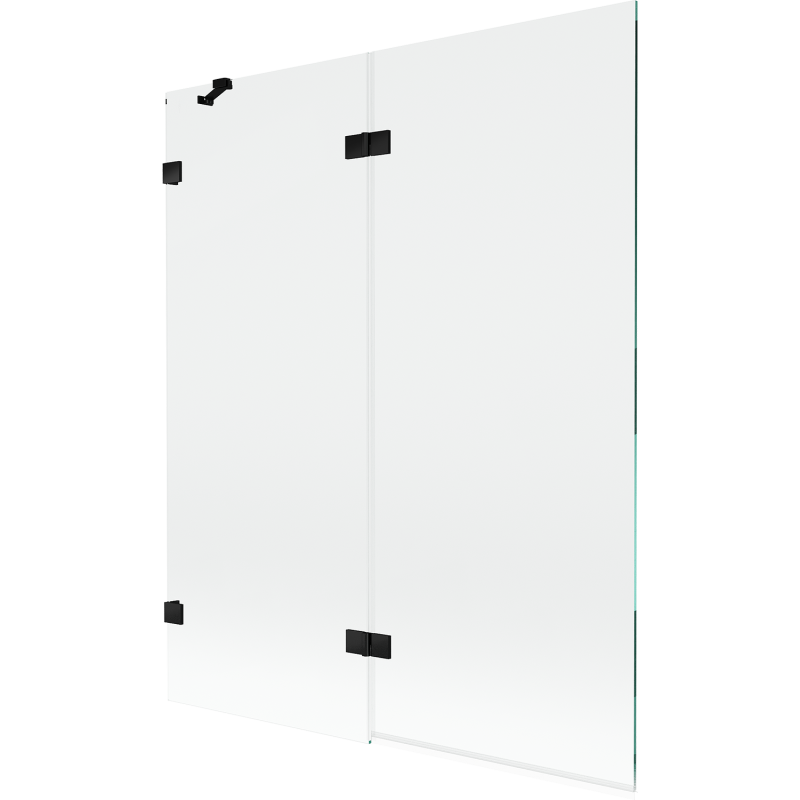 Mexen Lunar parawan nawannowy 2-skrzydłowy lewy 140 x 150 cm, transparent, czarny - 897-140-100-70-00-L