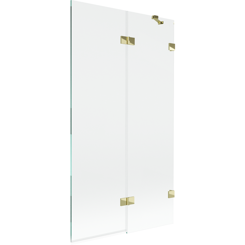 Mexen Lunar parawan nawannowy 2-skrzydłowy prawy 100 x 150 cm, transparent, złoty - 897-100-100-50-00-P
