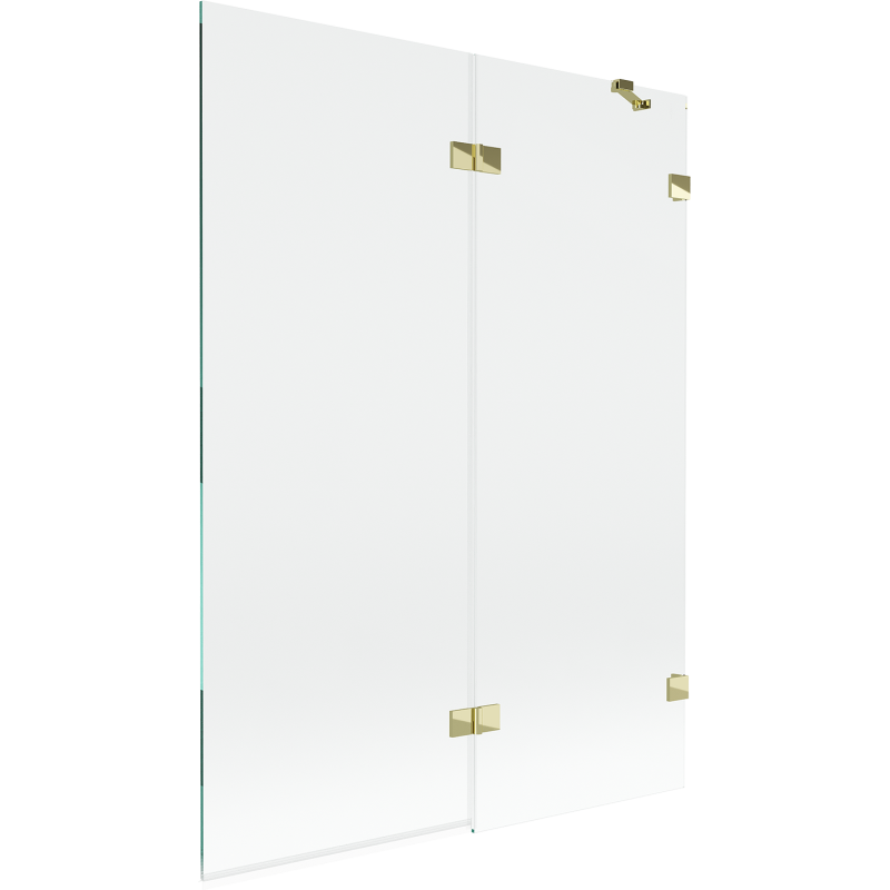 Mexen Lunar parawan nawannowy 2-skrzydłowy prawy 130 x 150 cm, transparent, złoty - 897-130-100-50-00-P