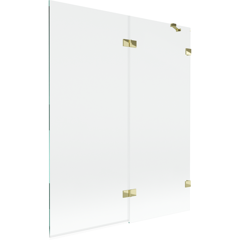 Mexen Lunar parawan nawannowy 2-skrzydłowy prawy 140 x 150 cm, transparent, złoty - 897-140-100-50-00-P