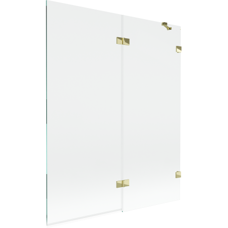 Mexen Lunar parawan nawannowy 2-skrzydłowy prawy 140 x 150 cm, transparent, złoty - 897-140-100-50-00-P