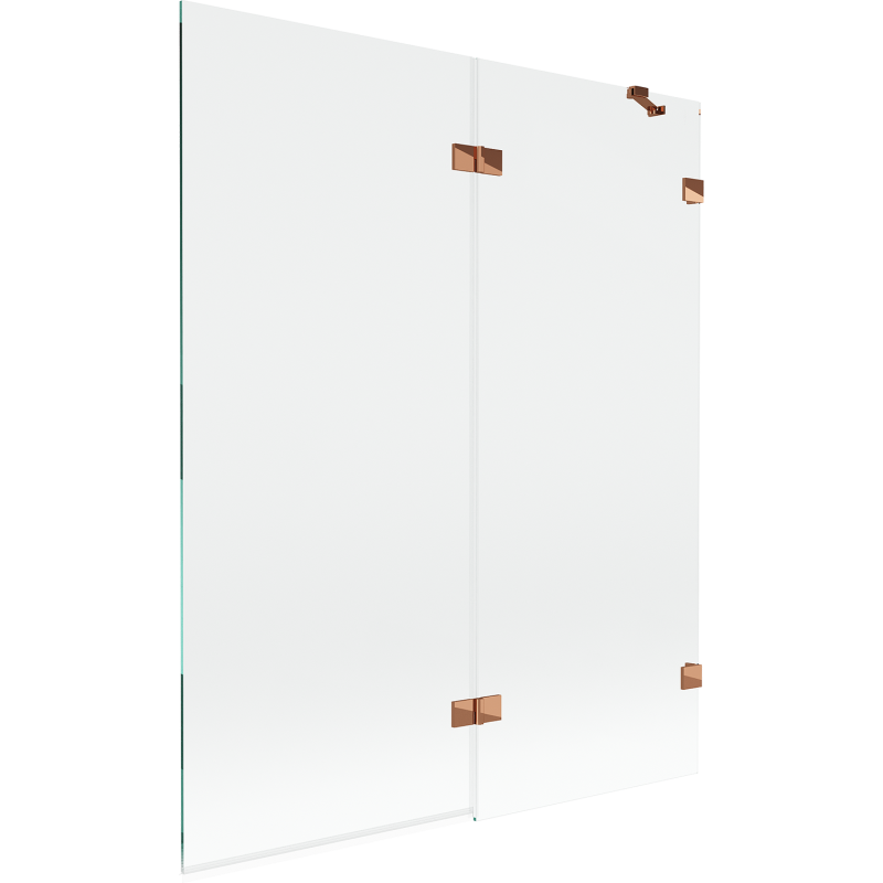 Mexen Lunar parawan nawannowy 2-skrzydłowy prawy 140 x 150 cm, transparent, różowe złoto - 897-140-100-60-00-P