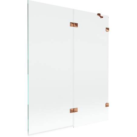 Mexen Lunar parawan nawannowy 2-skrzydłowy prawy 140 x 150 cm, transparent, różowe złoto - 897-140-100-60-00-P