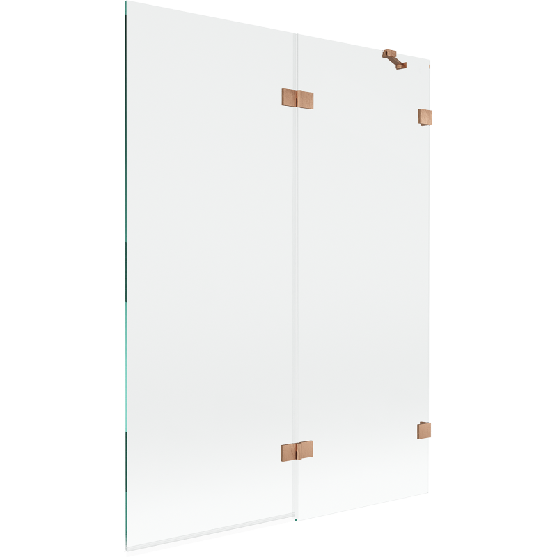 Mexen Lunar parawan nawannowy 2-skrzydłowy prawy 130 x 150 cm, transparent, miedź szczotkowana - 897-130-100-65-00-P