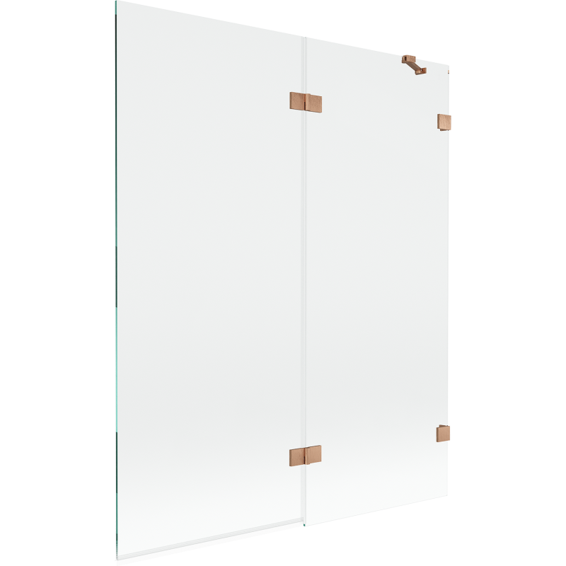 Mexen Lunar parawan nawannowy 2-skrzydłowy prawy 140 x 150 cm, transparent, miedź szczotkowana - 897-140-100-65-00-P