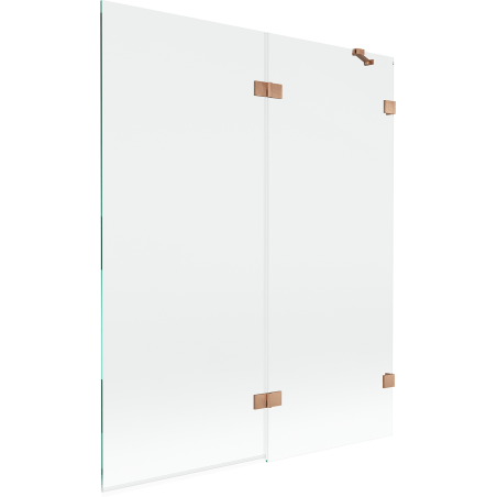 Mexen Lunar parawan nawannowy 2-skrzydłowy prawy 140 x 150 cm, transparent, miedź szczotkowana - 897-140-100-65-00-P