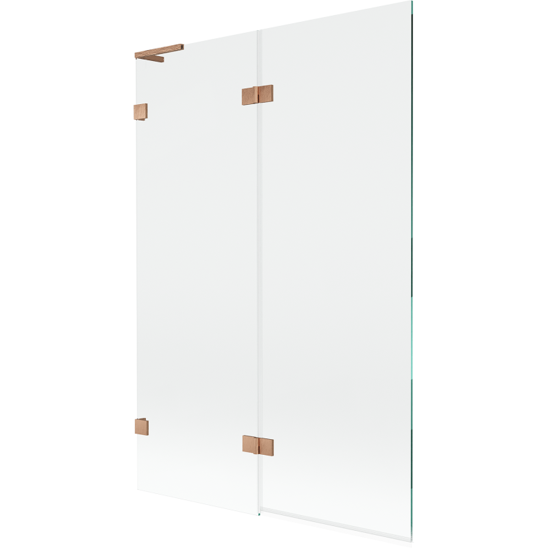 Mexen Lunar L parawan nawannowy 2-skrzydłowy lewy 120 x 150 cm, transparent, miedź szczotkowana - 897L-120-100-65-00-L